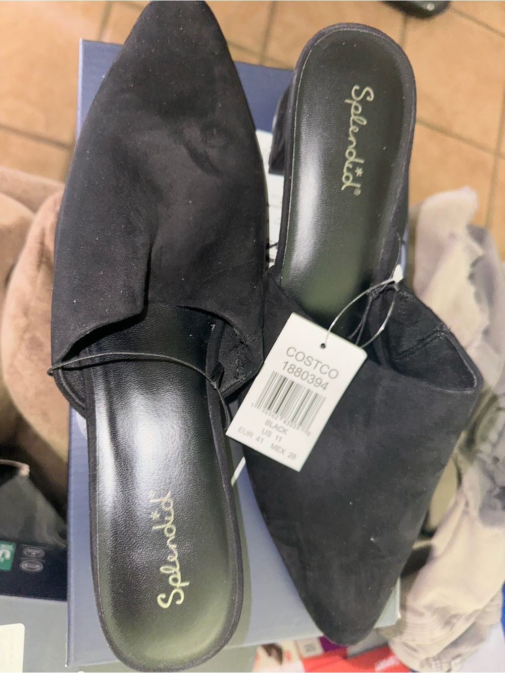 Splendid Black Pointed Suede Slip-On Mules